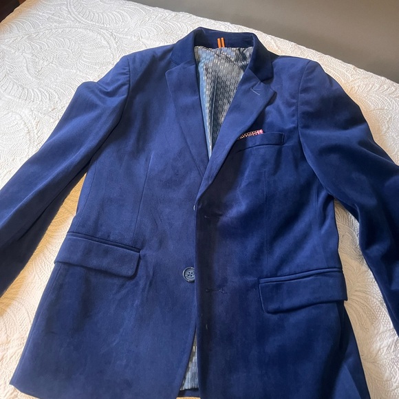 Kids Blue Velvet Blazer - Picture 1 of 2